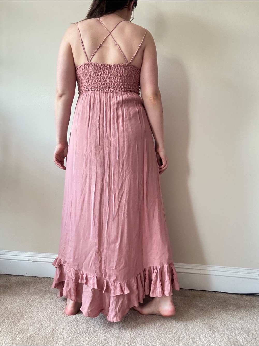 Free People One Blush Pink Lace-Trim Maxi Dress - Picture 5 of 10